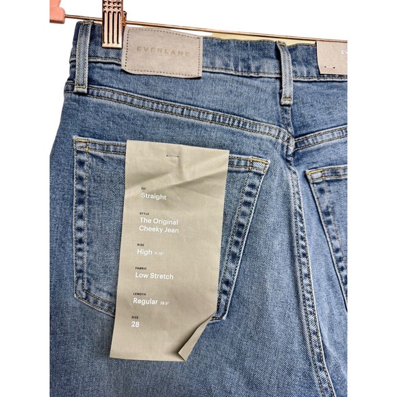 Everlane The Original Cheeky High Rise Straight Leg Jeans Worn In Mid Blue Sz 28 - Picture 6 of 12